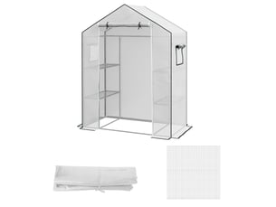 Film de remplacement pour serre, bâche de rechange avec protection uv, porte sectionnelle, fenêtres latérales, film seul 140 x 73 x 190 cm, blanc