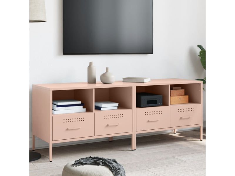  Lot de 2 meuble tv bas salon rose 68x39x50,5 cm acier shl87267  - Conforama B