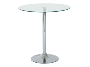 Table à manger ronde pour 2 personnes, argenté, table de cuisine moderne avec plateau en verre trempé et base en acier