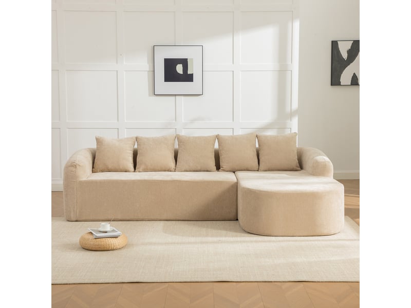  Canapé modulaire en chenille avec méridienne 3 places - sans montage et base antidérapante  - Conforama R
