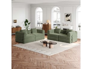 Canapé convertible 2-en-1 en chenille avec rangement d’accoudoir, 3 cadres métalliques et configurations modulables