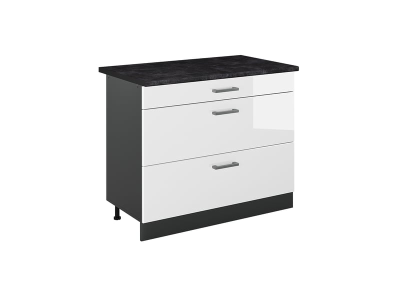  Vicco meuble cuisine, blanc haute brillanceanthracite, 100cm plan de travail anthracite  - Conforama A