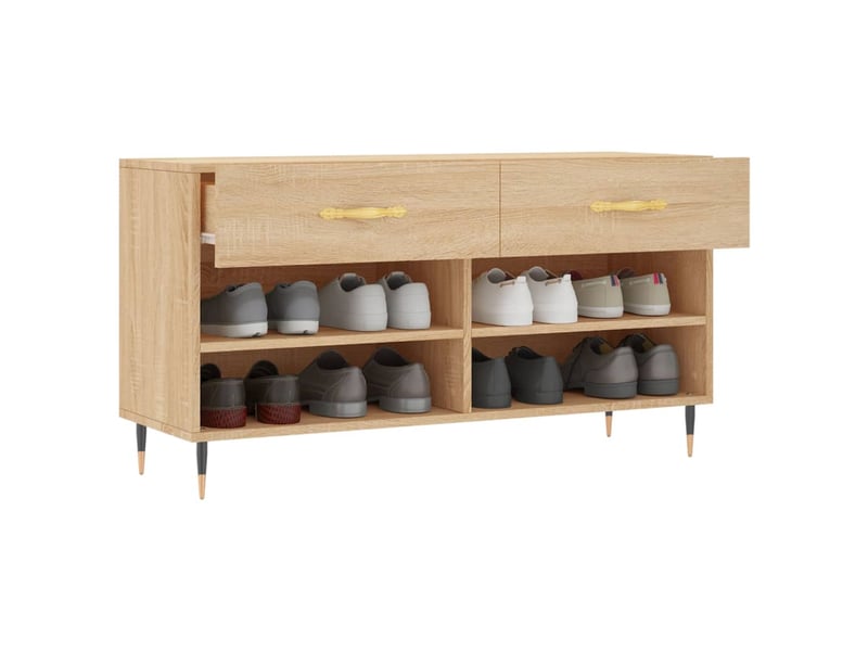  Banc à chaussures, meuble à chaussures chêne sonoma 102x35x55 cm bois d'ingénierie shl5746  - Conforama D