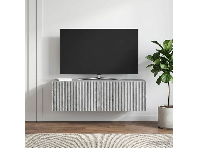  Meuble tv - banc tv - meuble de rangement mural 98 x 31 x 30 cm sonoma gris bois d'ingénierie  - Conforama D