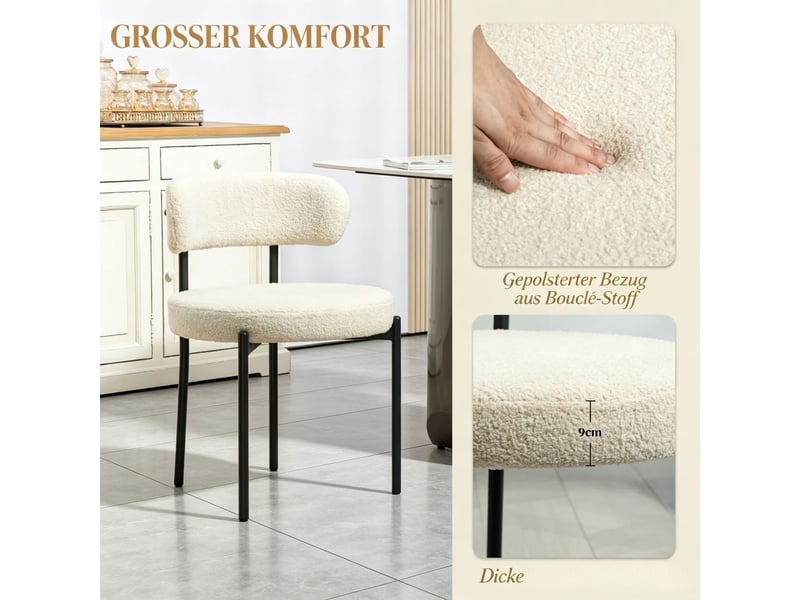  Lot de chaises chaise repas à dossier en tissu 2 chaises pieds en acier  - Conforama E
