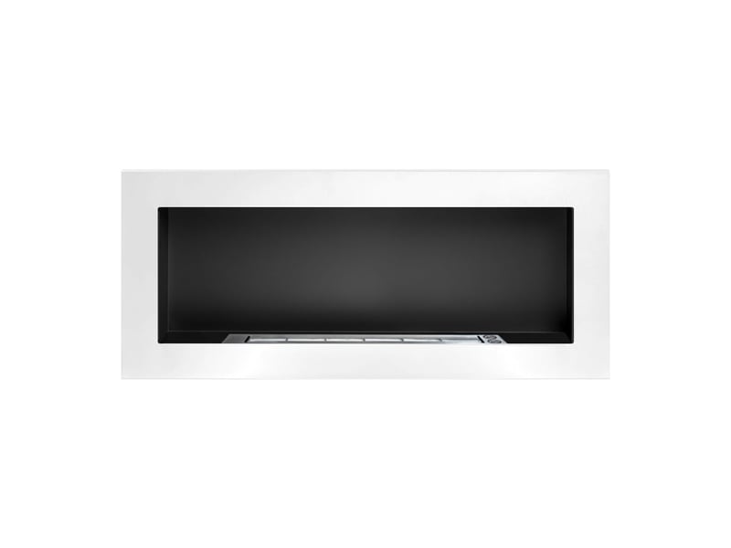  Lucca - cheminée murale bioéthanol 90x40x12 cm avec brûleur 0,75 l en acier inoxydable blanc  - Conforama D