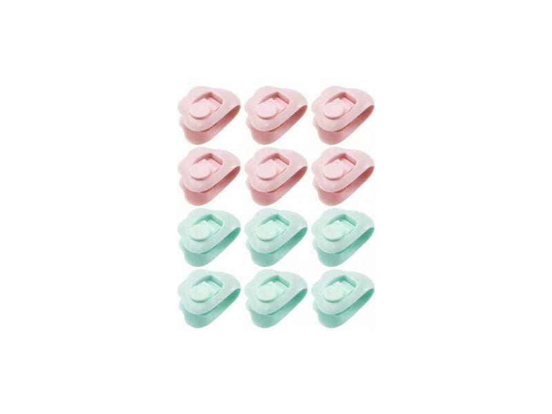  Fitlab-lot de 12 clips de fixation pour housse de couette en plastique sans épingles pour maintenir les coins en place, fixation pour coussins, rideaux, décoration, rose et bleu  - Conforama A