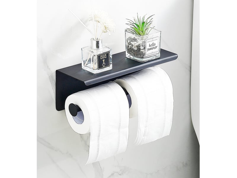  Porte papier toilette, double support papier toilette avec étagère rangement spacieuse  - Conforama E