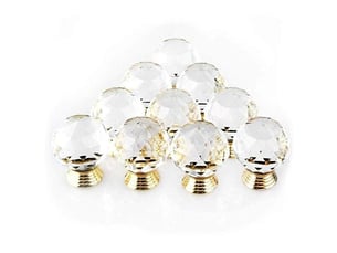 Set de 10 boutons ronds en verre doré de 30 mm, poignées en forme de manche pour la décoration de tiroirs