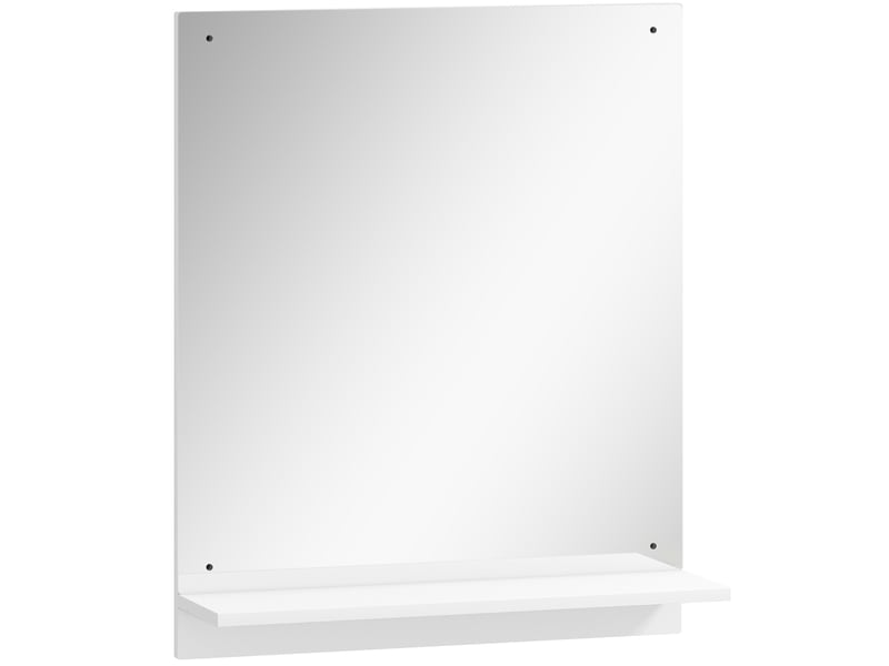  Miroir simple mural avec étagère intégrée pour salle de bain et entrée en panneau de particules blanc 50 × 14 × 60 cm  - Conforama A