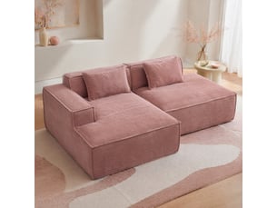 Canapé droit compressé fixe <strong>STILVORA</strong> <strong></strong> 2 places Polyester Rose bébé