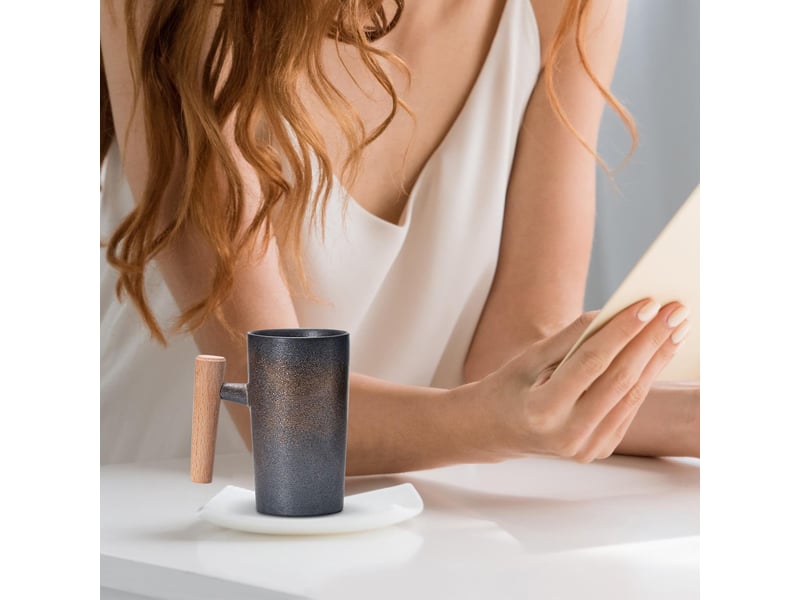  Mug en céramique, noir, 12 cm  - Conforama B