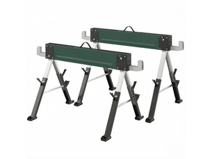 Lot de 2 tréteaux de sciage pliables 116 x 64 x 64-81 cm vert en métal, hauteur réglable