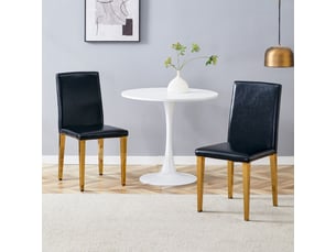 Lot 2 chaises salle à manger design noir et or, assise en pu noir et piétement métal doré brillant, élégantes et modernes pour salon ou salle à manger