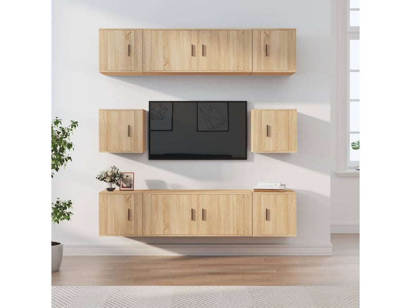  Ensemble de meubles tv 8 pcs chêne sonoma bois d'ingénierie shl36334  - Conforama B