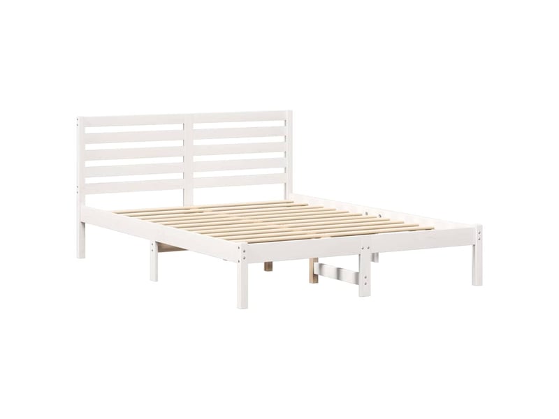 Lit double- lit adulte - cadre de lit avec tête de lit blanc 135 x 190 cm pin massif - Conforama C