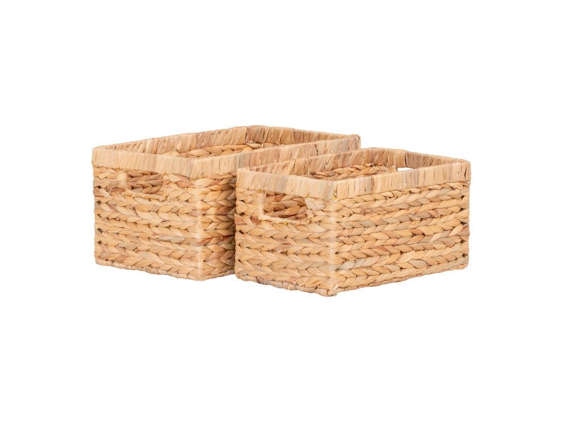  Lot de 2 paniers rectangulaires passo en jacinthe d'eau naturelle - tailles assorties  - Conforama A