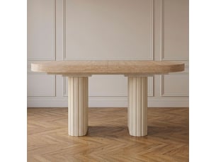 Table ovale extensible 110-260cm pieds design buxton effet travertin beige