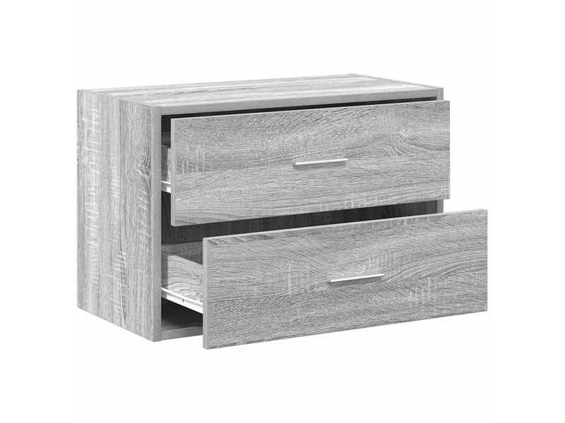  Armoire à tiroirs, commode avec 2 tiroirs sonoma gris 60x31x40cm bois d'ingénierie  - Conforama E