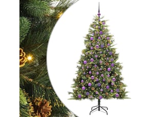 Sapin de noël artificiel, arbre de noël avec branches pliables et cônes vert shl7556