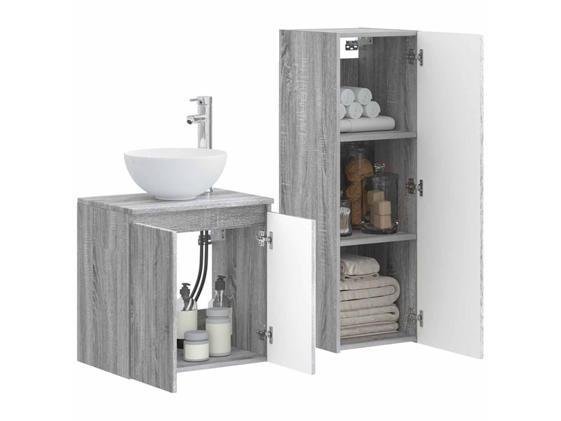  Ensemble de mobilier de salle de bain 2 pcs sonoma gris shl7764  - Conforama C