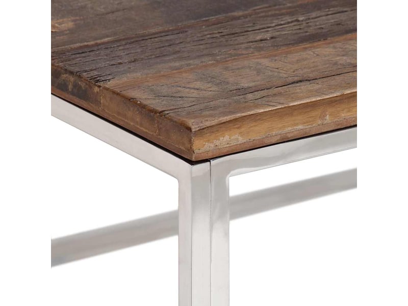 Table basse - table de salon - table à thé argenté acier inoxydable et bois de mélèze massif  - Conforama D