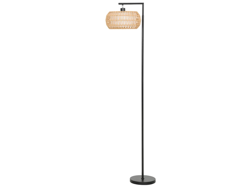 Lampadaire salon noir led dimmable avec télécommande, 3 températures de couleur et abat-jour tressé pour lecture