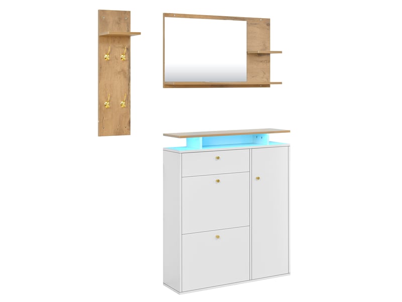 Portemanteau avec banc et rangement blanc 105 x 151.5 cm - Conforama R