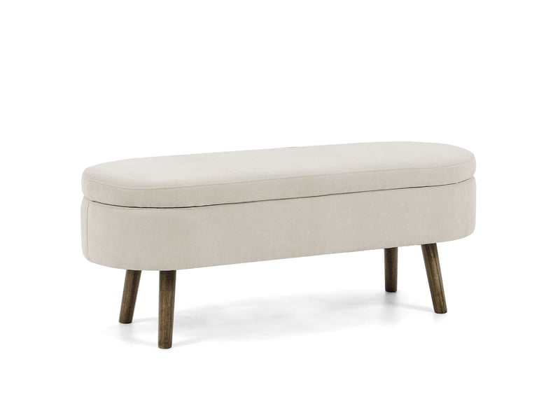  Banc de rangement 110 x 40 x 42 cm beige en chenille, coffre 20 l avec couvercle hydraulique pour entrée  - Conforama D