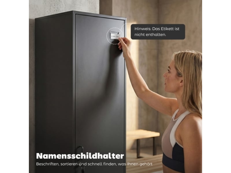 Armoire vestiaire métallique noire avec serrure et tringle à vêtements pour maison ou bureau - Conforama E