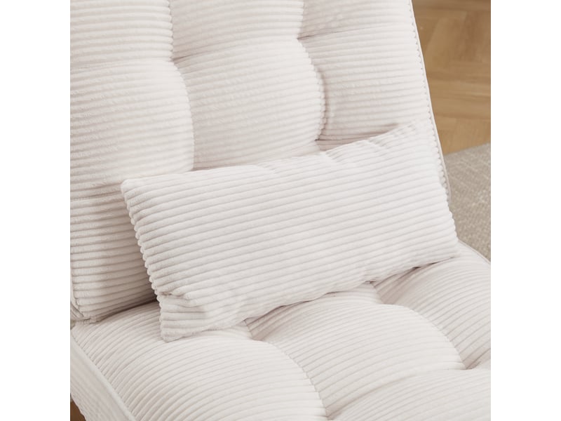  Fauteuil avec repose-pieds dossier inclinable en velours côtelé beige W3056P340186 - Conforama E