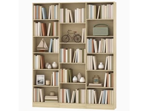 Bibliothèque 6 niveaux, étagère de rangement avec 17 compartiments et étagères réglables, 149 x 23,6 x 188 cm, chêne