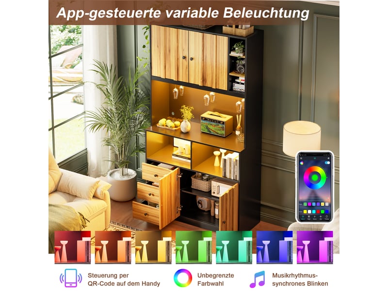  Buffet de cuisine haut 180 cm, meuble rangement cuisine 100x40 cm avec capacité de charge maximale de 50 kg  - Conforama W