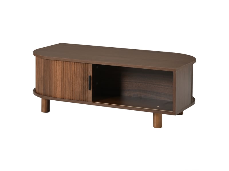  Table basse 100x50 cm coloris noyer avec 2 portes coulissantes - 100x50 mdf  - Conforama E