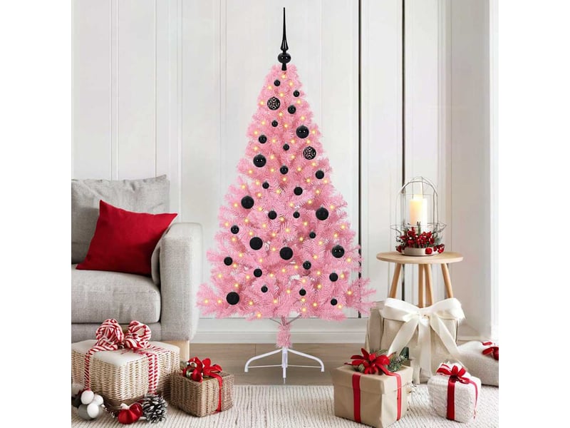  Sapin de noël - arbre de noël artificiel pré-éclairé rose 150 cm pvc  - Conforama B