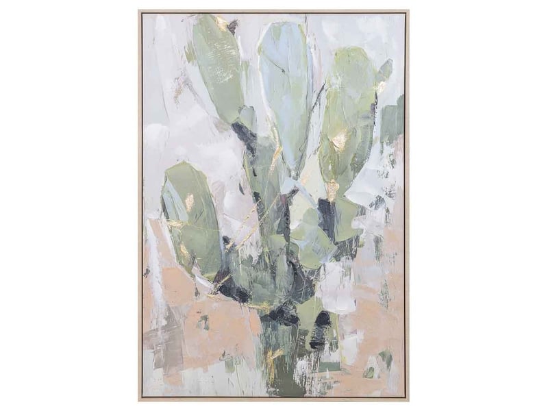  Tableau peint à la main avec cadre en bois vert clair 83x4x123h cm  - Conforama B