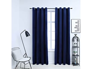 Lot de 2 rideaux occultants, rideaux black-out et anneaux velours bleu foncé 140x245cm cf44919