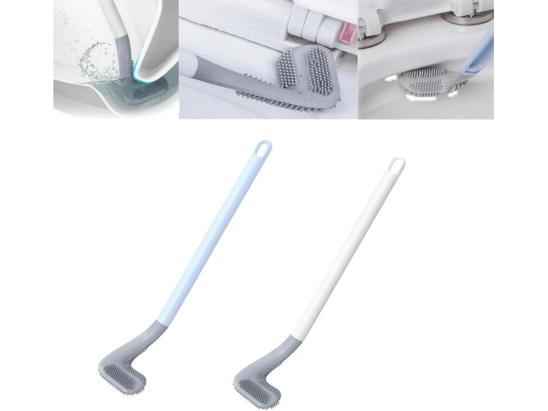  Lot de 2 brosses de toilette à long manche en silicone, tête de golf, profondeur à 360°, sans angle mort  - Conforama A