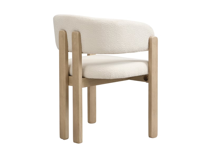  Lot de 2 chaises de salle à manger en bois massif naturel, tissu bouclette, modernes  - Conforama E