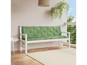 Lot de 2 coussins de banc jardin, coussins d'assise motif de feuilles tissu oxford cf58729