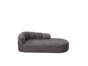 Méridienne modenvie 2 places en tissu chenille gris anthracite, dossier ondulé, sans accoudoirs, 204 x 87 x 66 cm