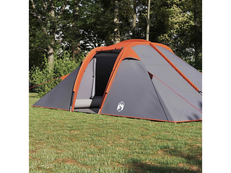  Tente tunnel, tente de camping 4 personne gris et orange taffetas imperméable  - Conforama C