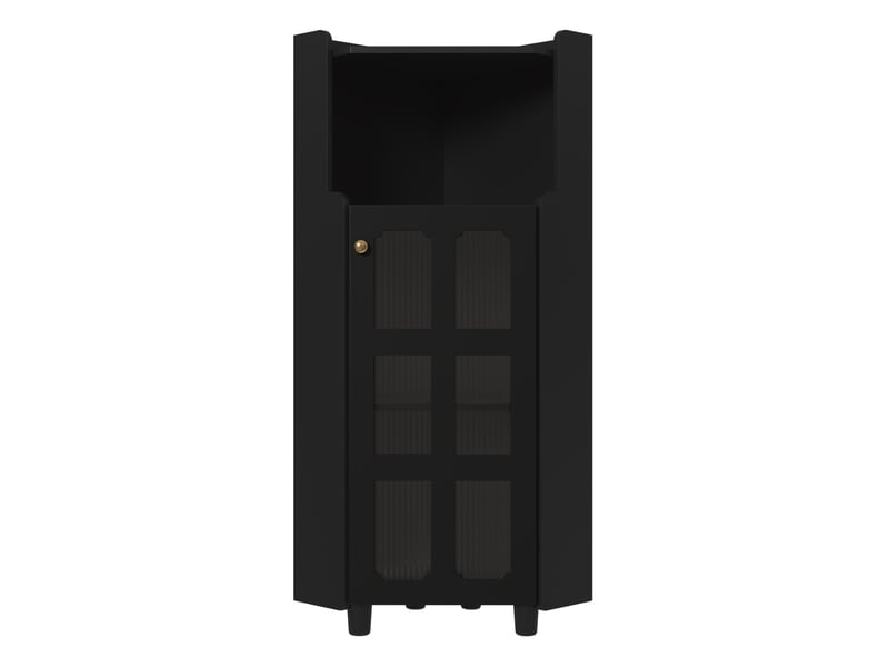 Meuble d'angle led avec niche ouverte et vitrine à 2 portes, contrôlé par application, pour salon, noir, 63,5 × 124 cm - Conforama A