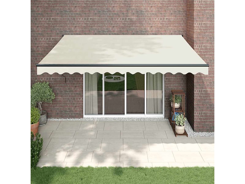 Auvent rétractable, store banne, marquise crème 4x3 m tissu et aluminium - Conforama B
