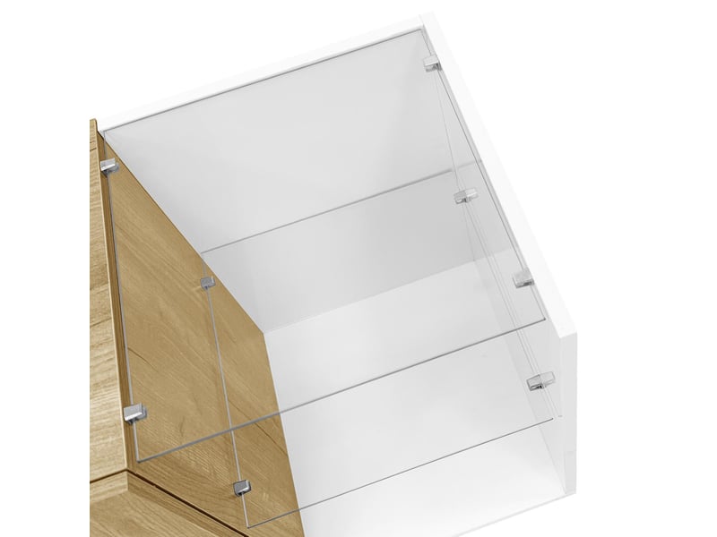  Meuble tv avec portes en panneau de particules blanc et bois 180x38x48 cm - pangivo  - Conforama D
