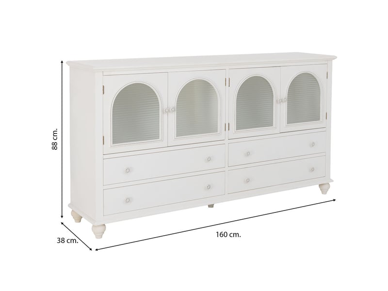  Buffet en bois blanc 160x38x88 cm h  - Conforama C