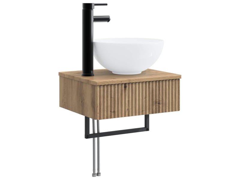 Basin de lavage mural, lavabo chêne artisanal 40x35x39 cm - Conforama A