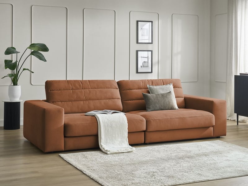  Bobochic canapé droit fixe 3 places sierra velours orange SIERRA - Conforama B