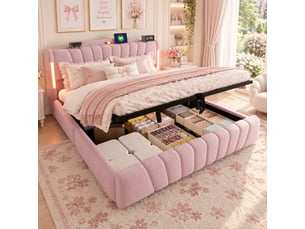 Lit coffre 180x200 cm Morn Vibe coloris rose
