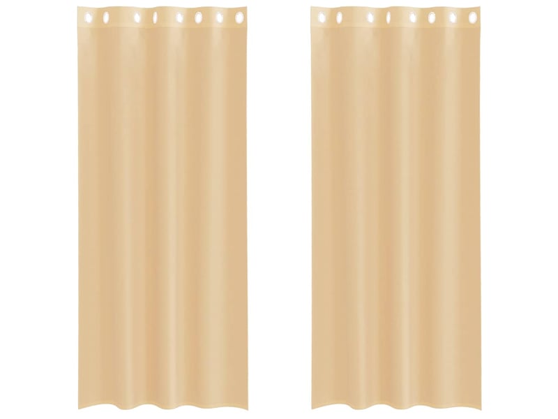  Lot de 2 rideaux en voile, voilages avec œillets sable cf44415  - Conforama A